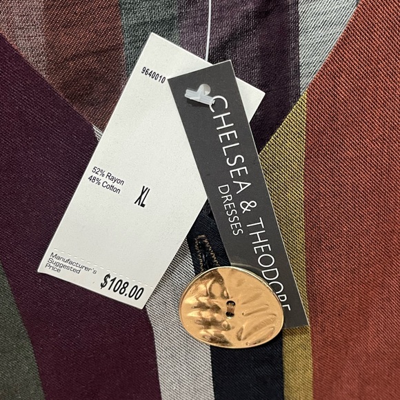 Multiple striped. Gold buttons. Dress. - Picture 3 of 6